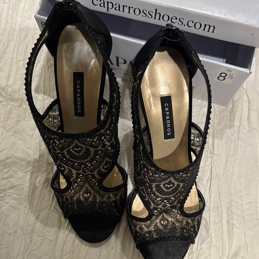 Caparros Black Lace Women's Heels - Picture 5 of 5
